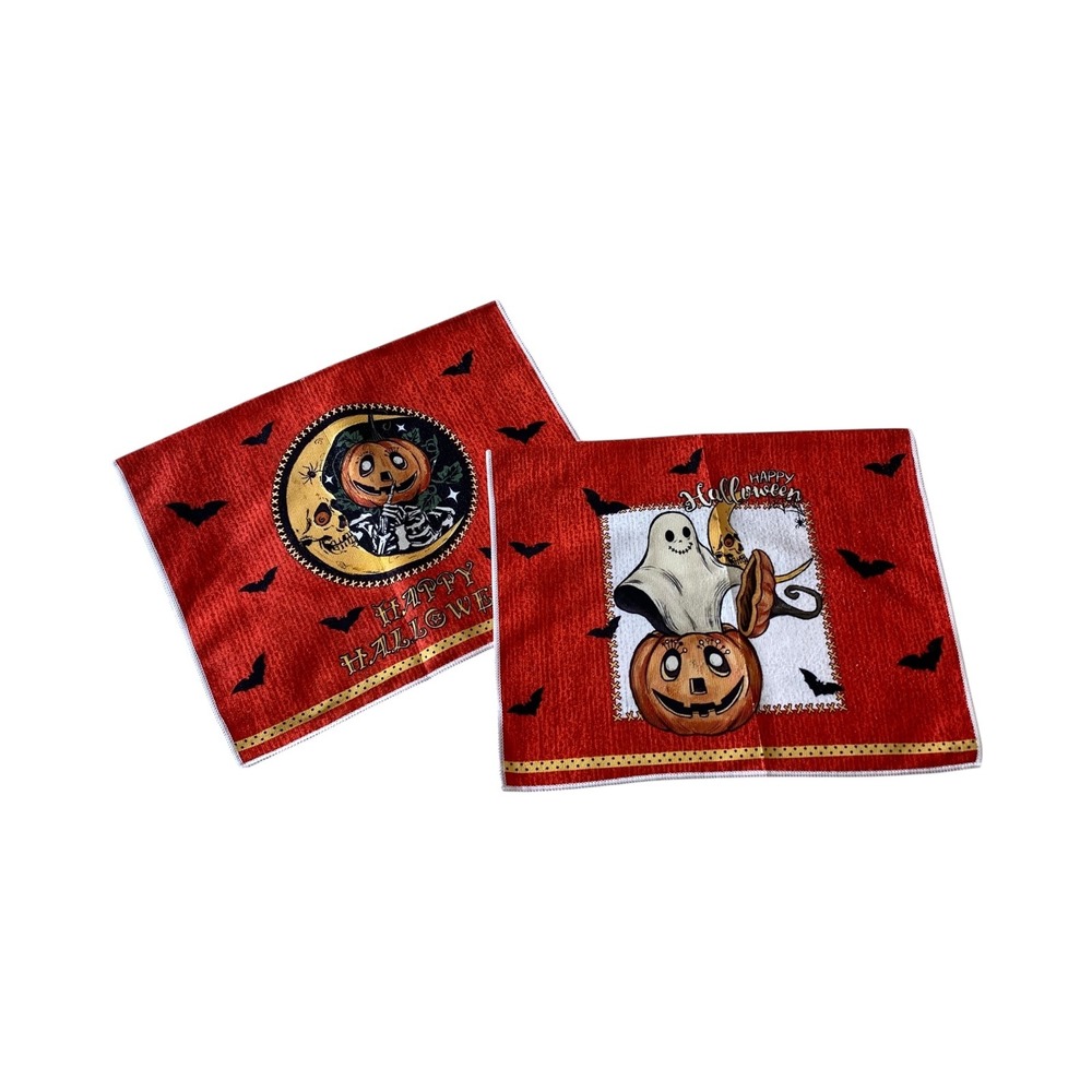 Halloween Hand Towels Pumpkin‎ Ghost Bats Fall Decor Kitchen Set of 2